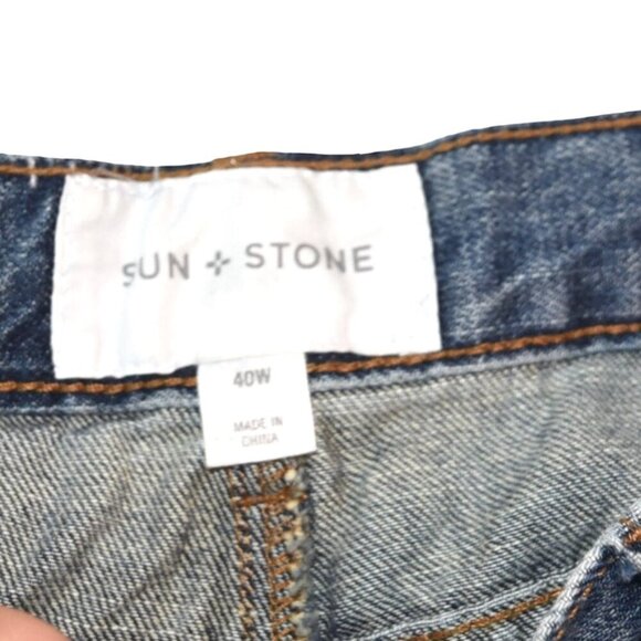 Sun + Stone Patchwork Jeans Men’s 40W Straight Leg Camo Carpenter Baggy - Picture 4 of 8